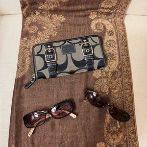 2 Coach Sunglasses Pair & Wallet Accessory Bundle